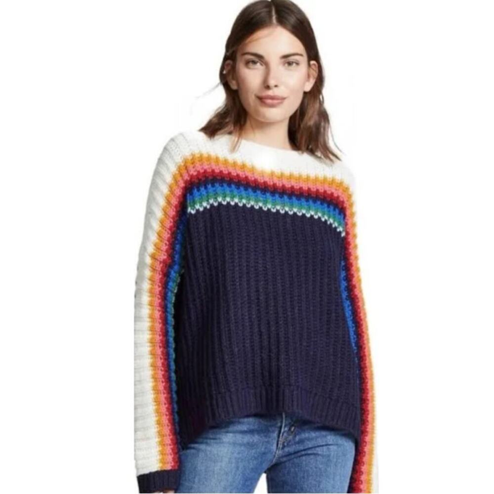 XIRENA Apres Ski Sweater in Navy Blue Stripe Alpaca Blend Size XS winter fall
